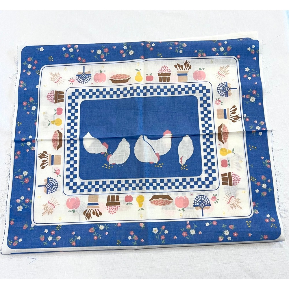 Vintage Quilt Fabric Auntie Em Chicken Placemat pieces farmhouse Hallmark 4 sq's